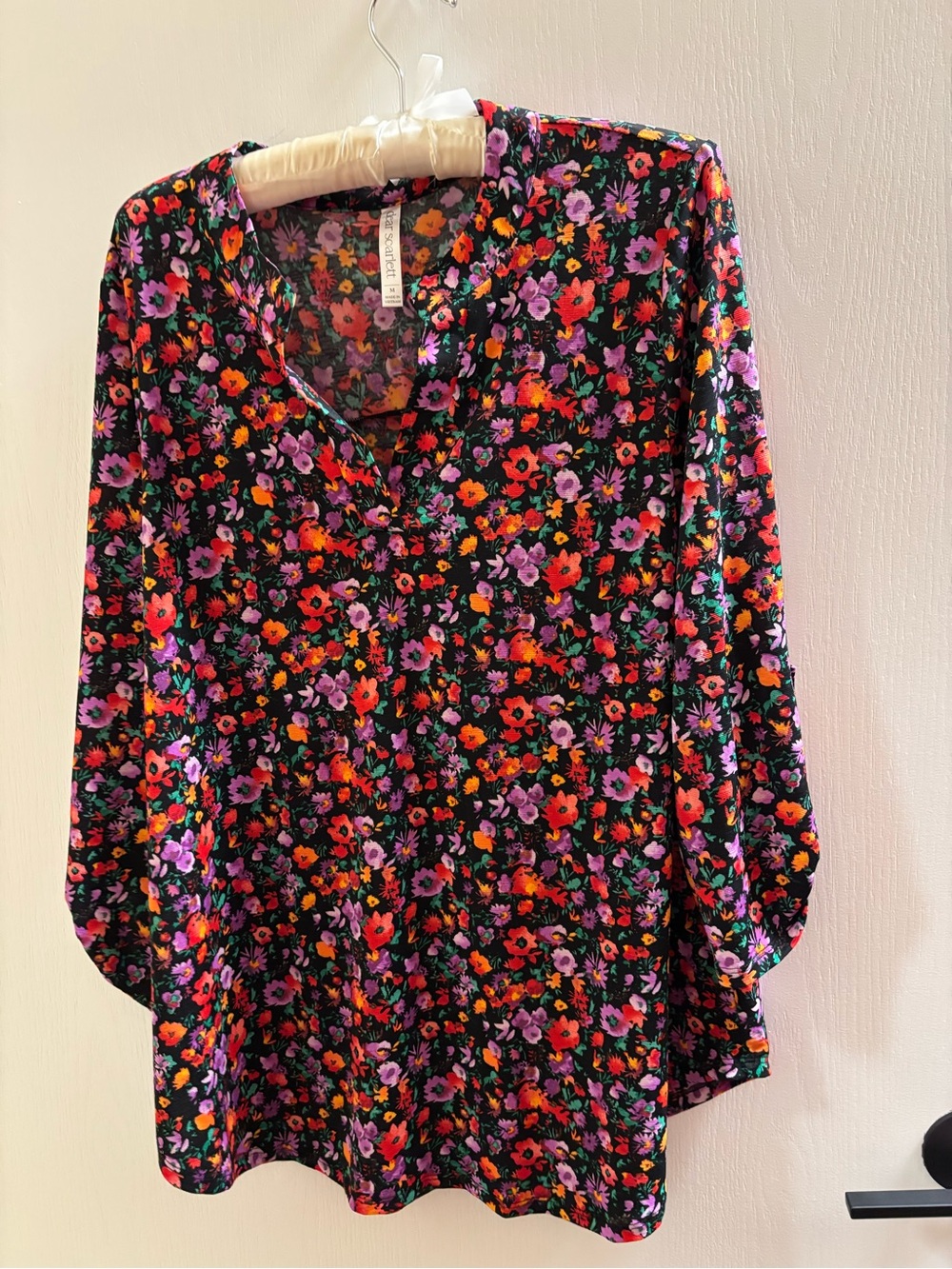 Dear Scarlett Floral A-Line Women's Skirt - Black w/Pink & Yellow Flowers.Medium